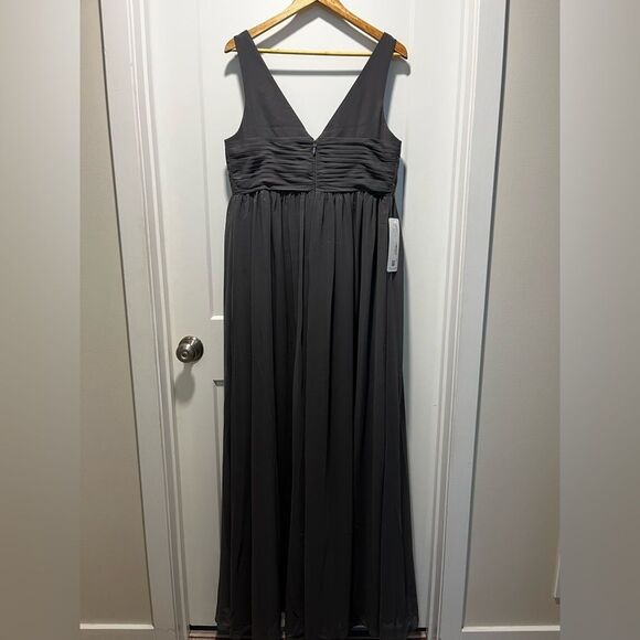 Azazie Maternity Maxi Dress Yetta Chiffon Formal Evening Party Grey Size12 $129 - Picture 5 of 7